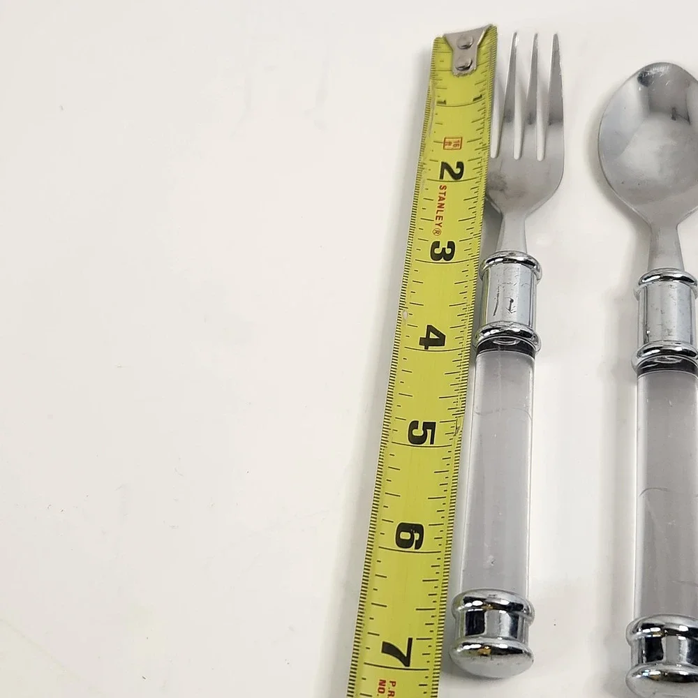 Vintage Clear Lucite Acrylic Handle Stainless Flatware 3 Pc Lot Replacement